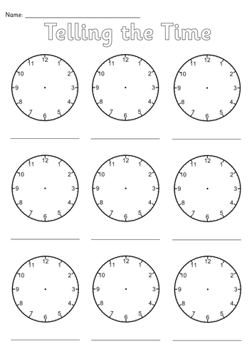 Blank Clocks Worksheet Teaching Resources