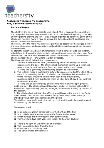 Teachers TV: Earth in Space 1