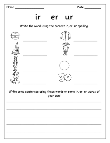 ur phonics worksheet ir, ur 8Hayley8 Resources  worksheet er,  Teaching by