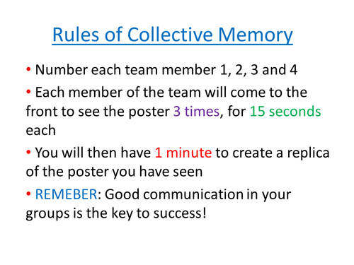 Maths:Collective Memory- Instructions for Students