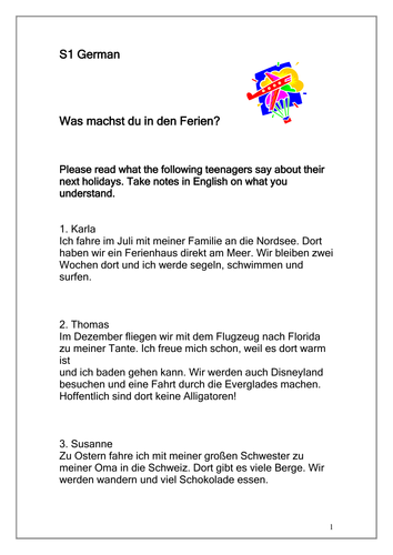 Ferien By Rosered27 Teaching Resources