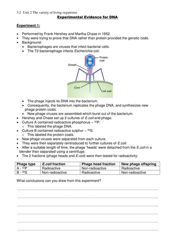 Experimental Evidence for DNA
