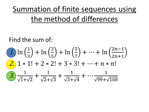 Summing finite series using method of differences