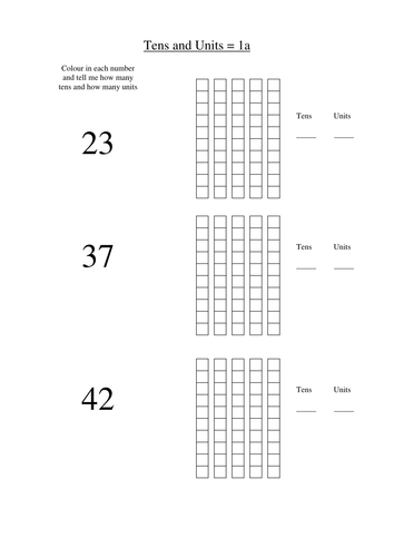 Tens And Units Worksheets Teaching Resources