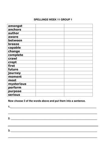 Pre SATs spellings weeks 9-11