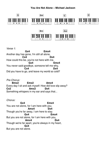 'You Are Not Alone' - Michael Jackson Worksheet