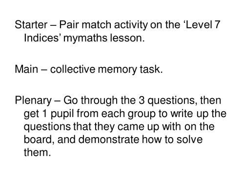 Collective Memory - Indices (Level 7) - KS4