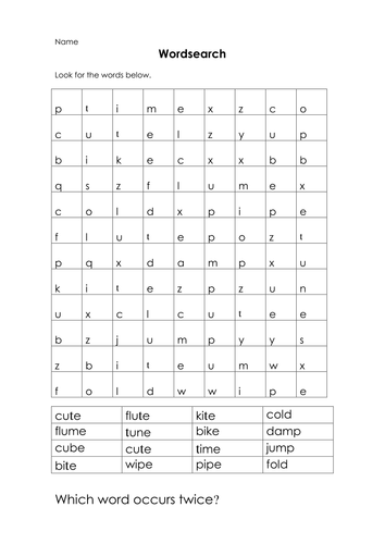 Phonics Word search activities for early finishers.