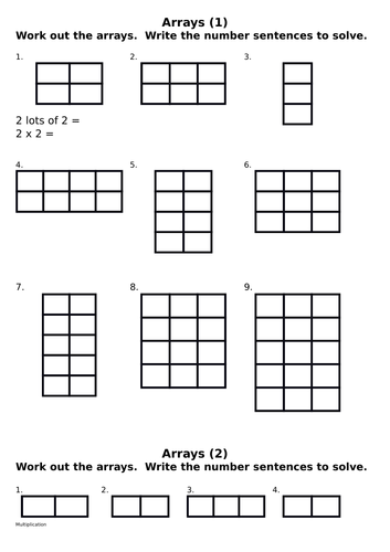 Printables Array Worksheet arrays multiplication by ro milli0110 teaching resources tes