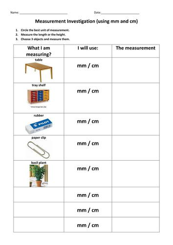measurement investigation teaching resources