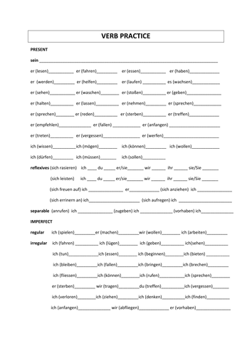 German verb practice