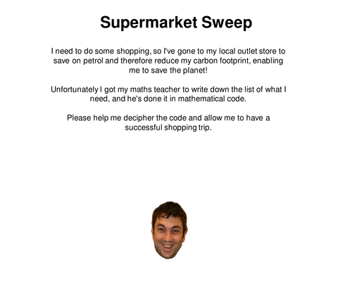 Supermarket Sweep Activity - KS3