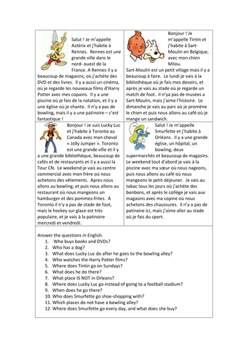 reading free worksheets comprehension kindergarten cartoons French Reading by chillypenguin4 comprehension