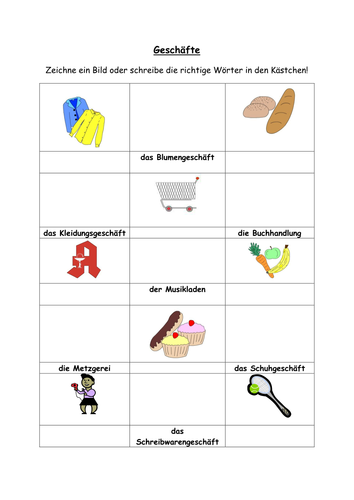 Geschaefte - different types of shops