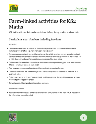 Farm-linked activities for KS2 Maths