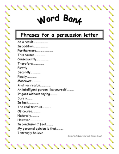 persuasive speech word bank