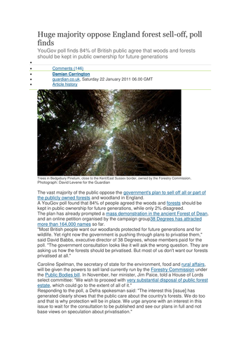 Plans to sell off our forests