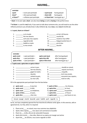 having & after having in French
