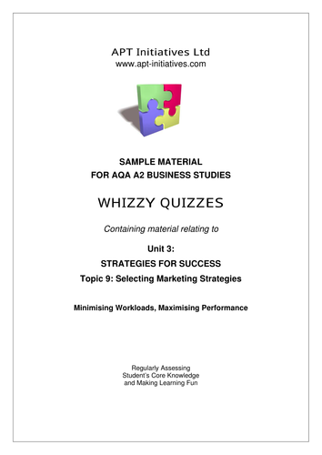 Whizzy Quiz - AQA A2 Business Studies U3/T9