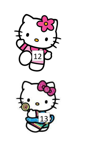 number line hello kitty ordering numbers teaching resources