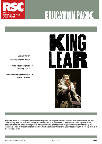 RSC Education Pack - King Lear by Shakespeare