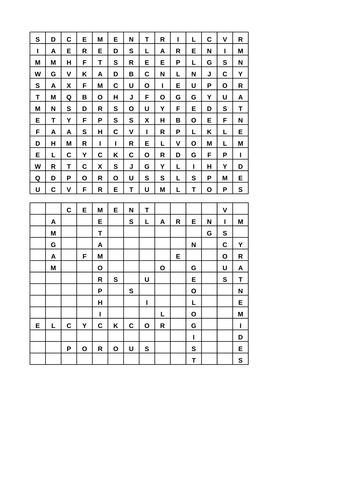 Intro to rocks wordsearch