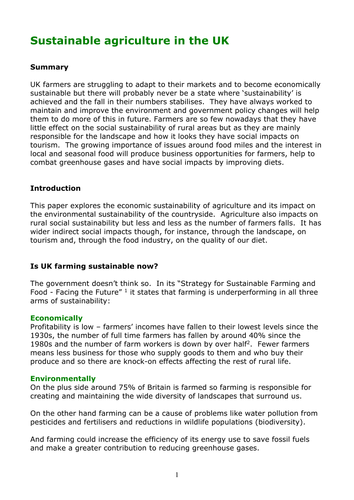 Sustainable Agriculture in the UK