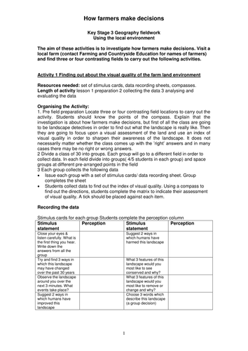 Using the Local Environment: Farming decisions