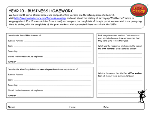 Homework Sheet (Royal Mail & News Corp)