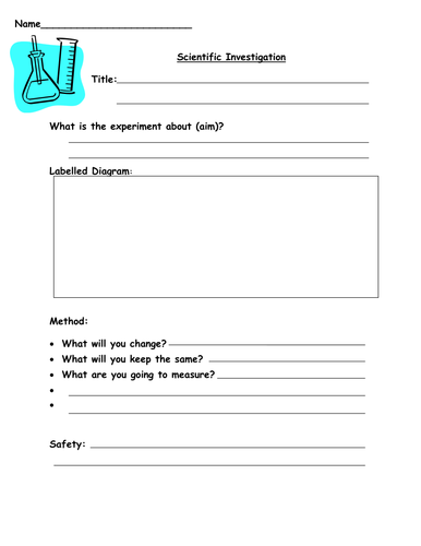 Scientific Investigation Worksheet | Teaching Resources