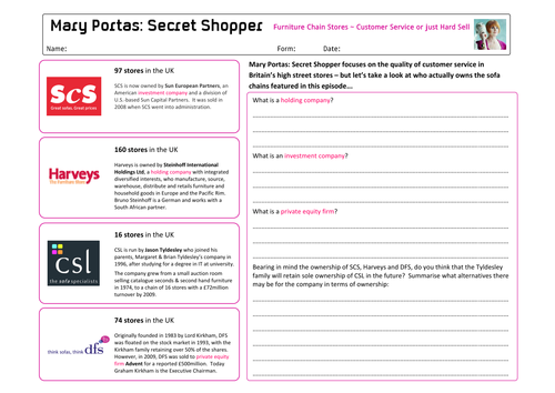 Mary Portas ~ Customer Service in Furniture Chains