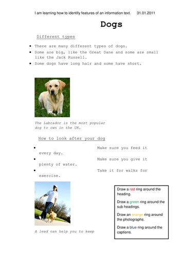Information text feature activity by star17 - Teaching Information text feature activity by star17 - Teaching