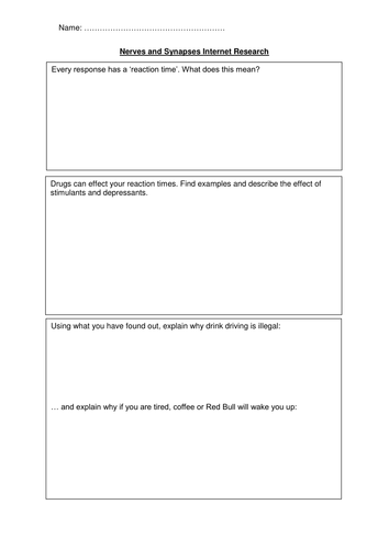 Nerves and Synapses Internet Research Task