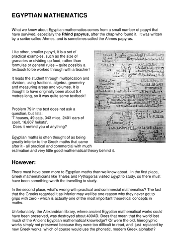 Egyptian maths