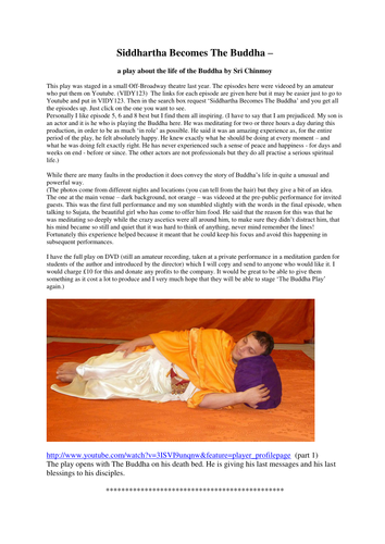Siddhartha Becomes the Buddha photos/youtube links