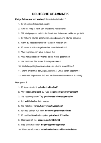 German grammar revision for AS