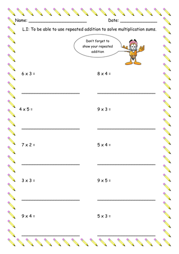 Repeated Addition Worksheet