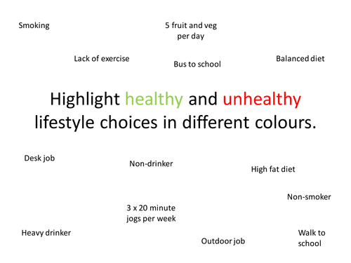 AfL Starter: Human Health and Lifestyle Choice
