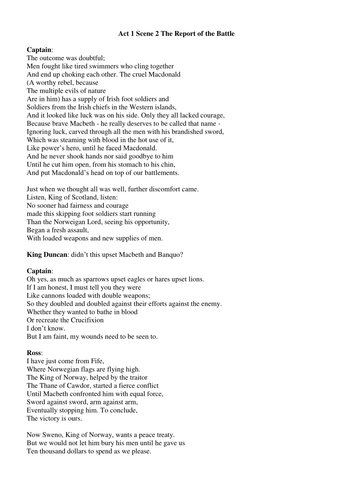 Macbeth Literature SoW and Activities Part 2