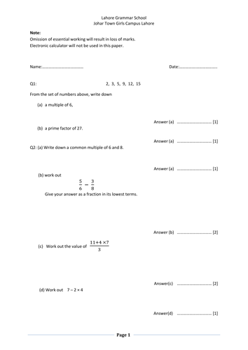 mensuration, numbers and trigonometry | Teaching Resources