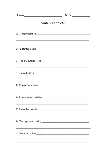 Sentence Starts and Scrambles Teaching Resources