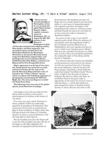 I Have A Dream Speech Text For Elementary Students