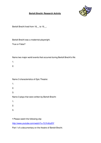 Bertolt Brecht Gapped Handout