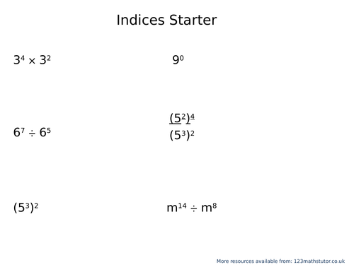Indices Starter