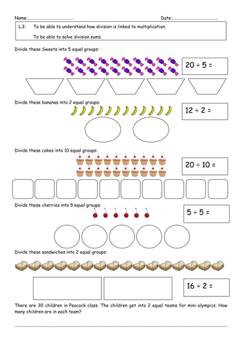 Division By Sharing Worksheets | Teaching Resources