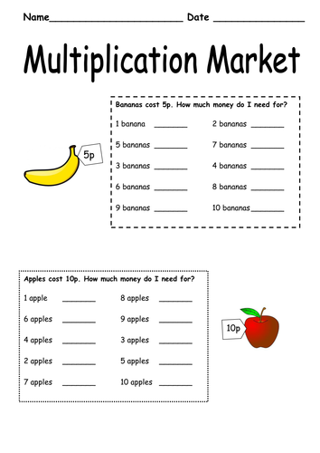 worksheets table second multiplication grade Teaching Word katie3691 Multiplication  by Problems Y2