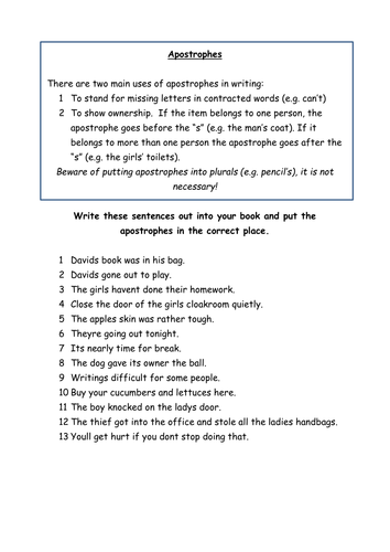 Using apostrophes by claire.tunnicliffe - Teaching Resources - Tes