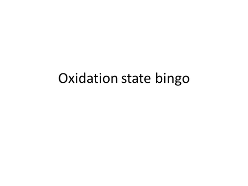 Oxidation Number Bingo