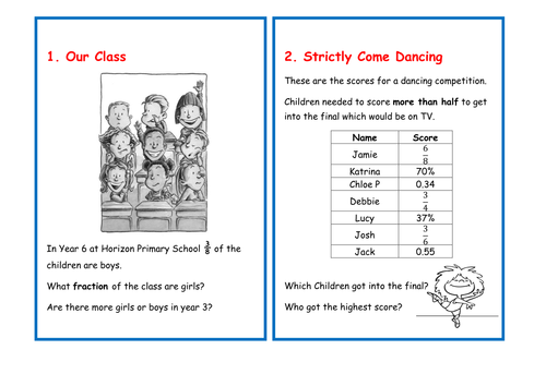 Word Problem Cards - Fractions and Percentages by 