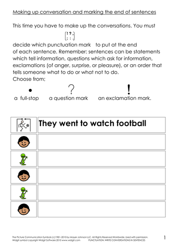 Punctuation - mark the end of sentences